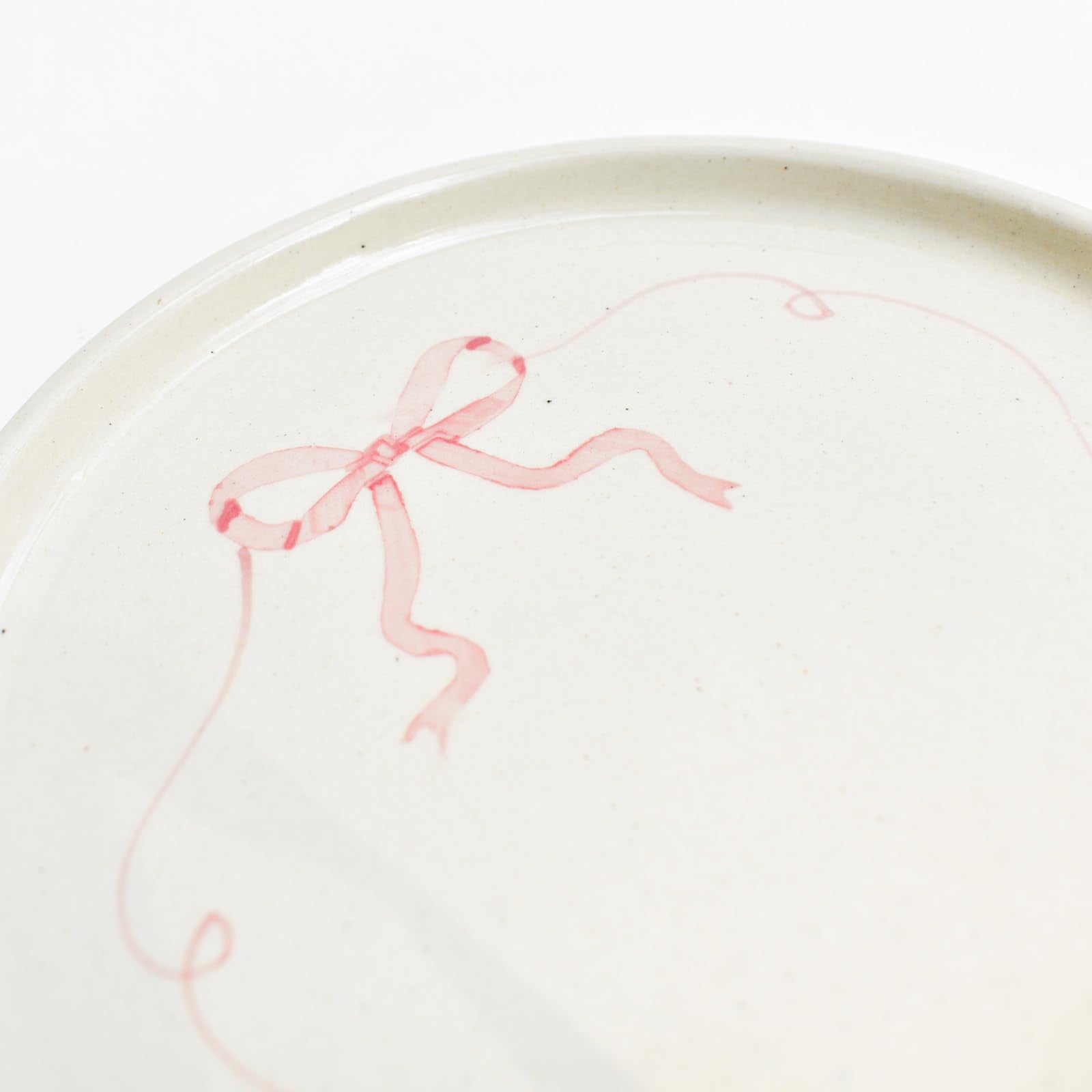 Qshi Studio Cute Pink Bow Ceramic Plate | Microwave Safe | Cute Ceramic Bow Plate Gift For Best Friend, Birthday, Christmas & Sp